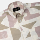 Caedrix Pink Linen Blend Printed Shirt