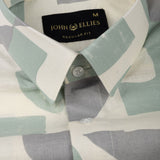 Caedrix Green Linen Blend Printed Shirt