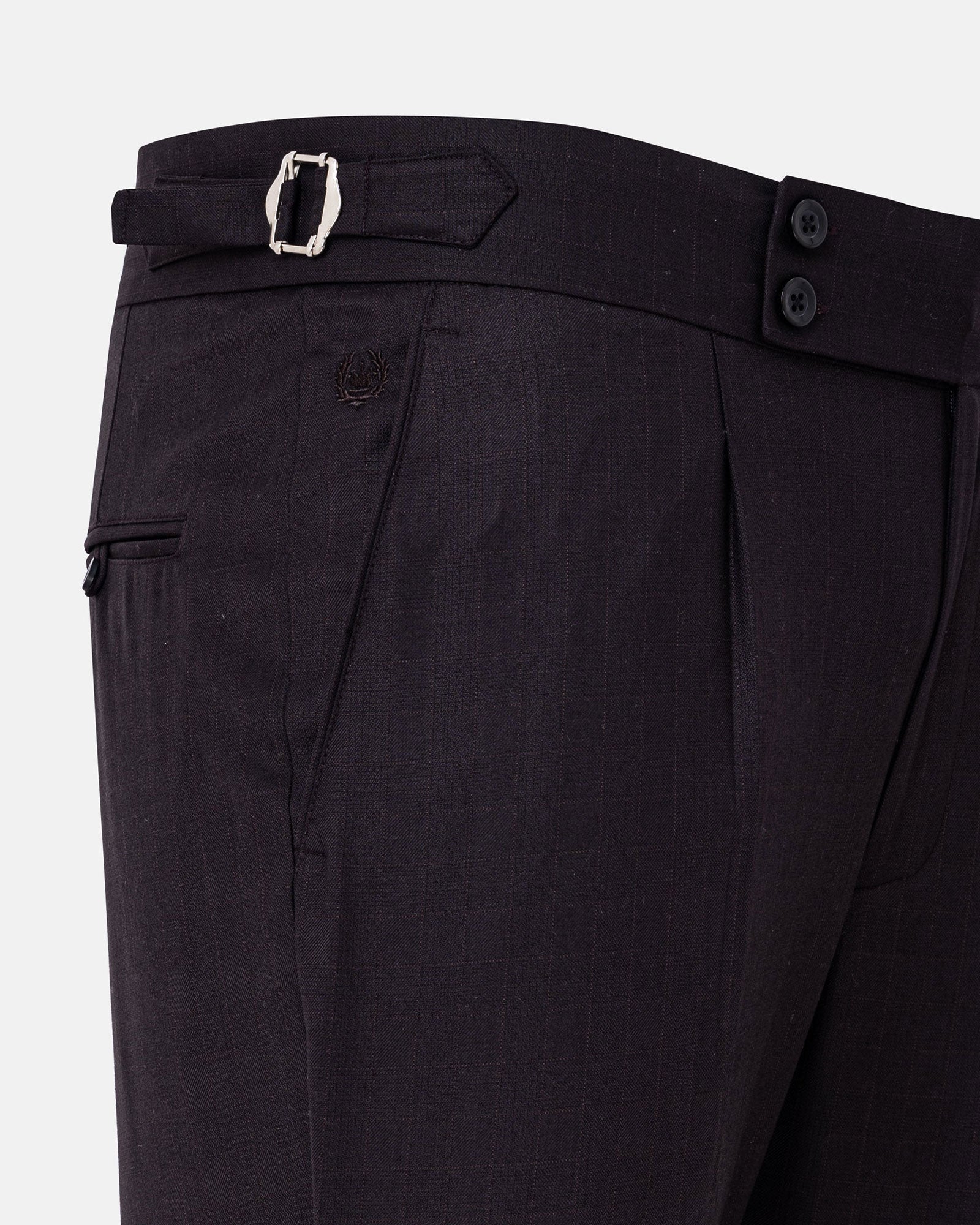 Neux Purple Checked Formal Single Pleated Italian Pant - John Ellies