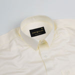 Jexari Cream Plain Giza Cotton Shirt - John Ellies