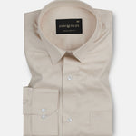 Jexari Khaki Plain Giza Cotton Shirt - John Ellies