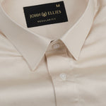Jexari Khaki Plain Giza Cotton Shirt - John Ellies