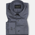 Jexari Charcoal Grey Plain Giza Cotton Shirt - John Ellies