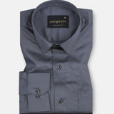 Jexari Charcoal Grey Plain Giza Cotton Shirt - John Ellies