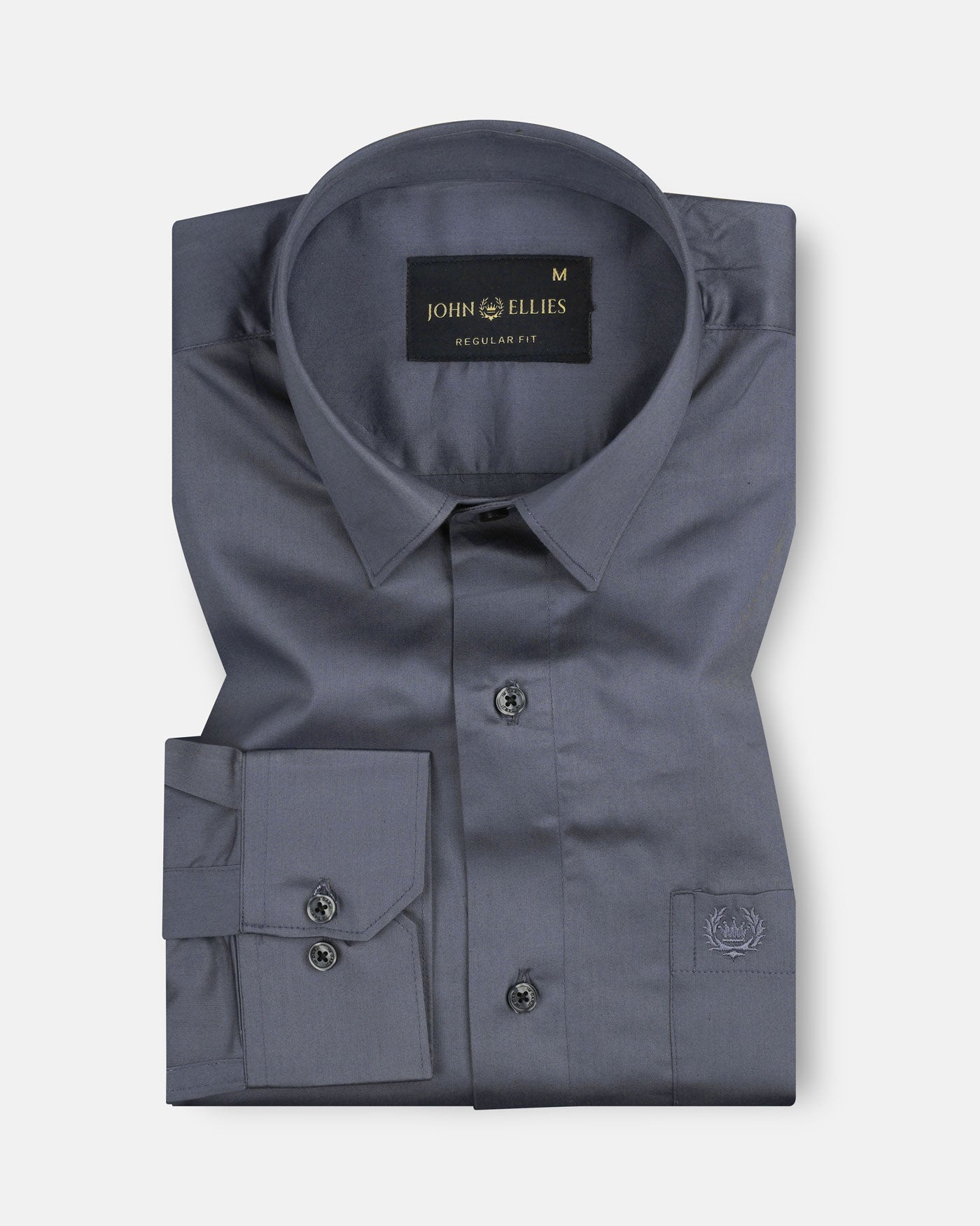 Jexari Charcoal Grey Plain Giza Cotton Shirt - John Ellies