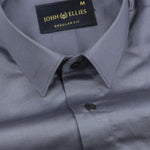Jexari Charcoal Grey Plain Giza Cotton Shirt - John Ellies