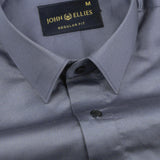 Jexari Charcoal Grey Plain Giza Cotton Shirt - John Ellies