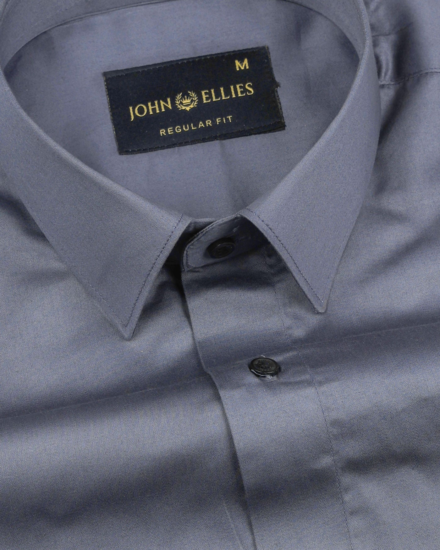 Jexari Charcoal Grey Plain Giza Cotton Shirt - John Ellies