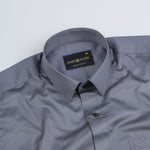 Jexari Charcoal Grey Plain Giza Cotton Shirt - John Ellies