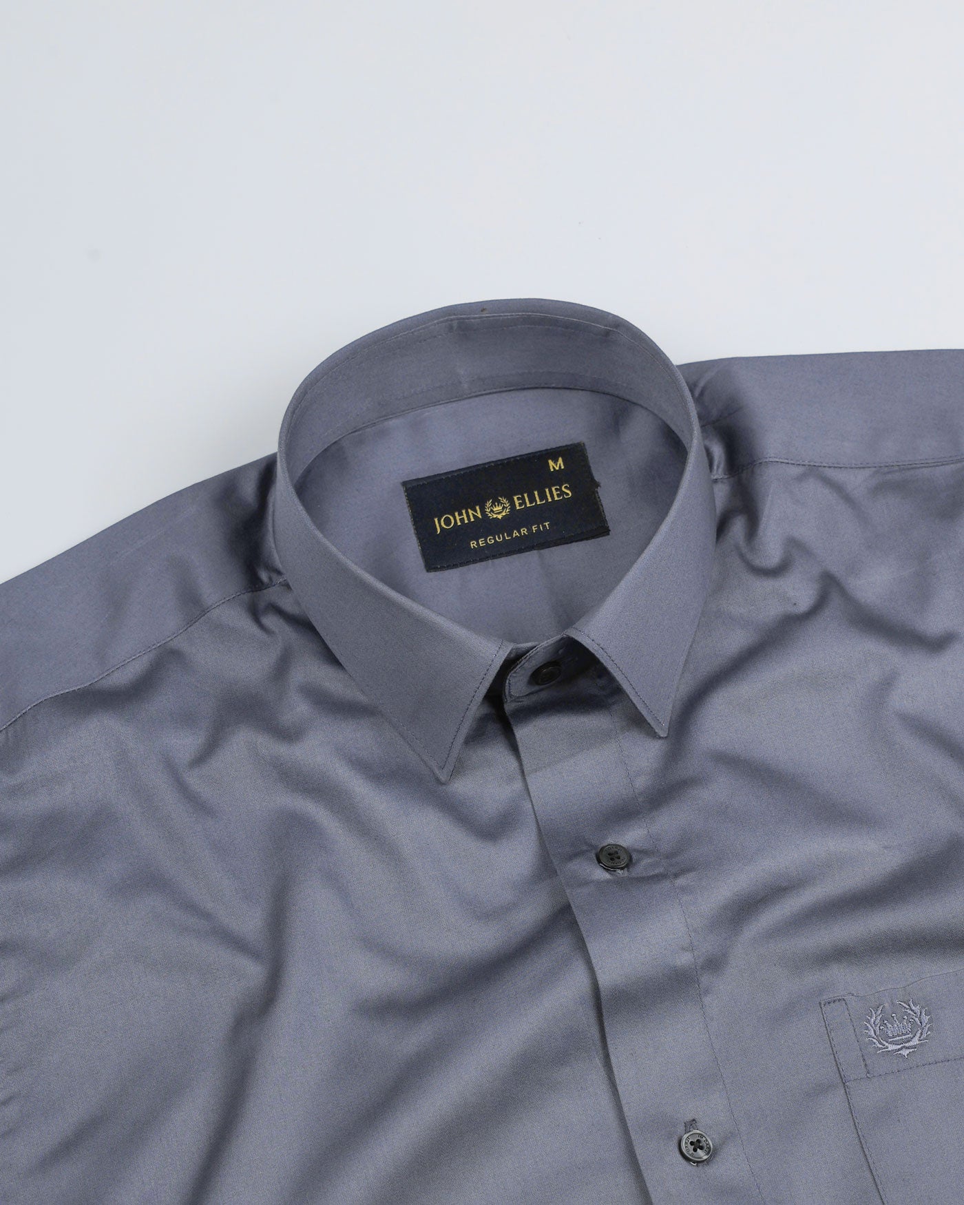 Jexari Charcoal Grey Plain Giza Cotton Shirt - John Ellies