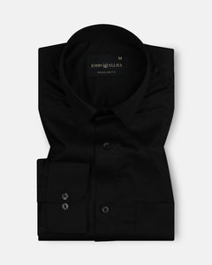 Jexari Black Plain Giza Cotton Shirt - John Ellies