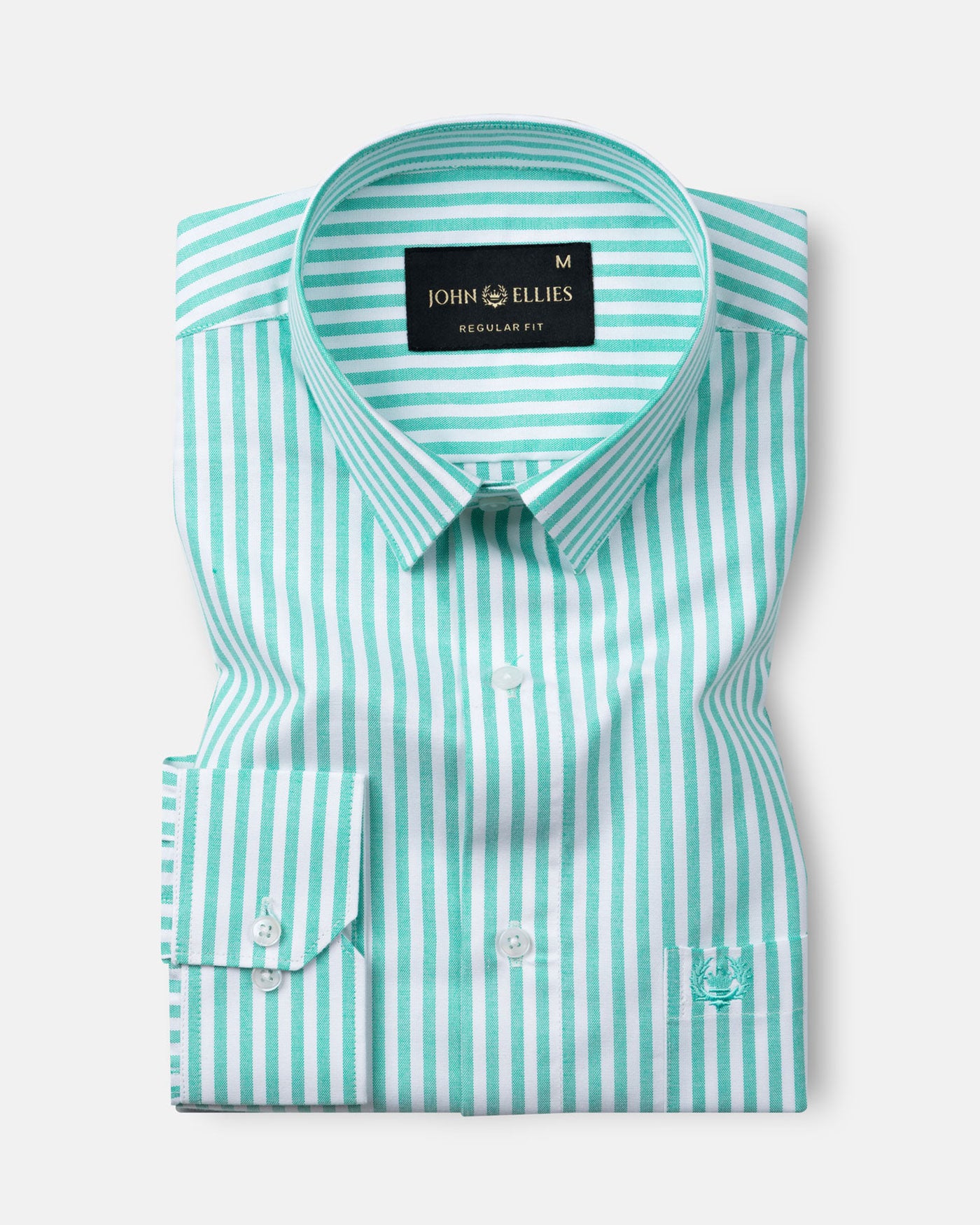 Pristine Lime Stripe Oxford Cotton Shirt - John Ellies