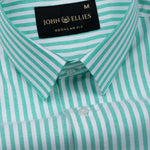 Pristine Lime Stripe Oxford Cotton Shirt - John Ellies