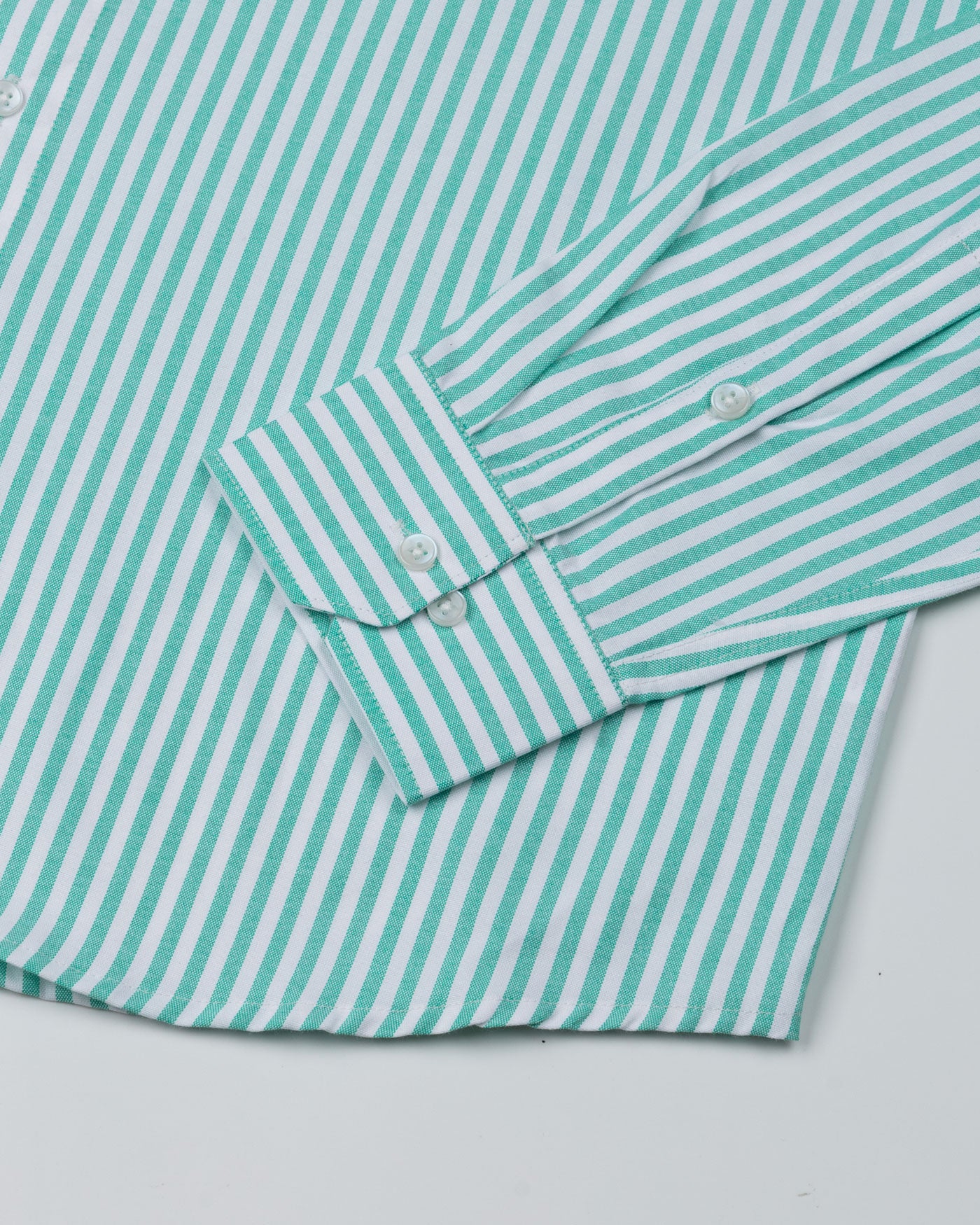 Pristine Lime Stripe Oxford Cotton Shirt - John Ellies