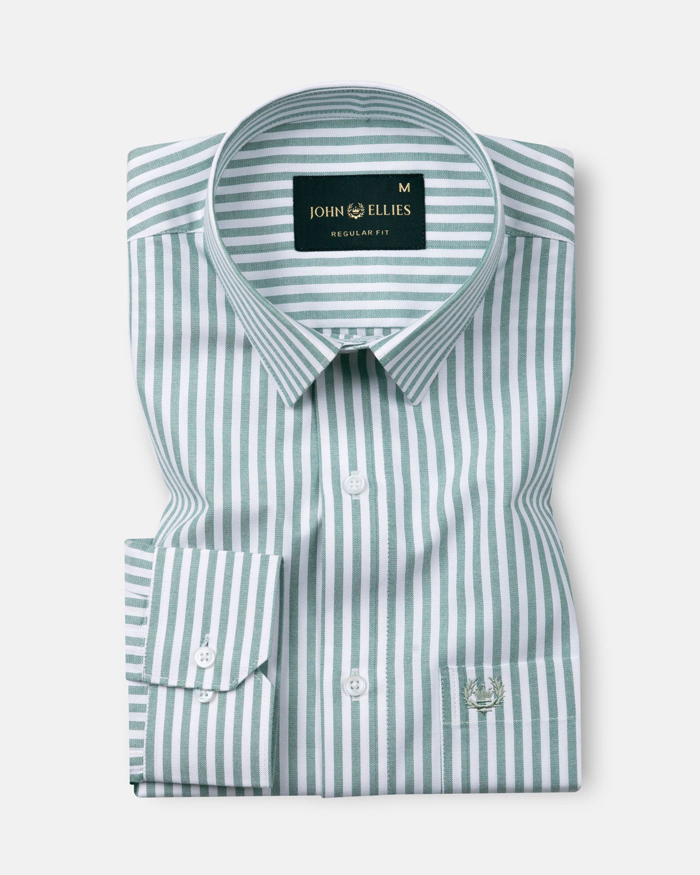 Pristine Green Stripe Oxford Cotton Shirt - John Ellies