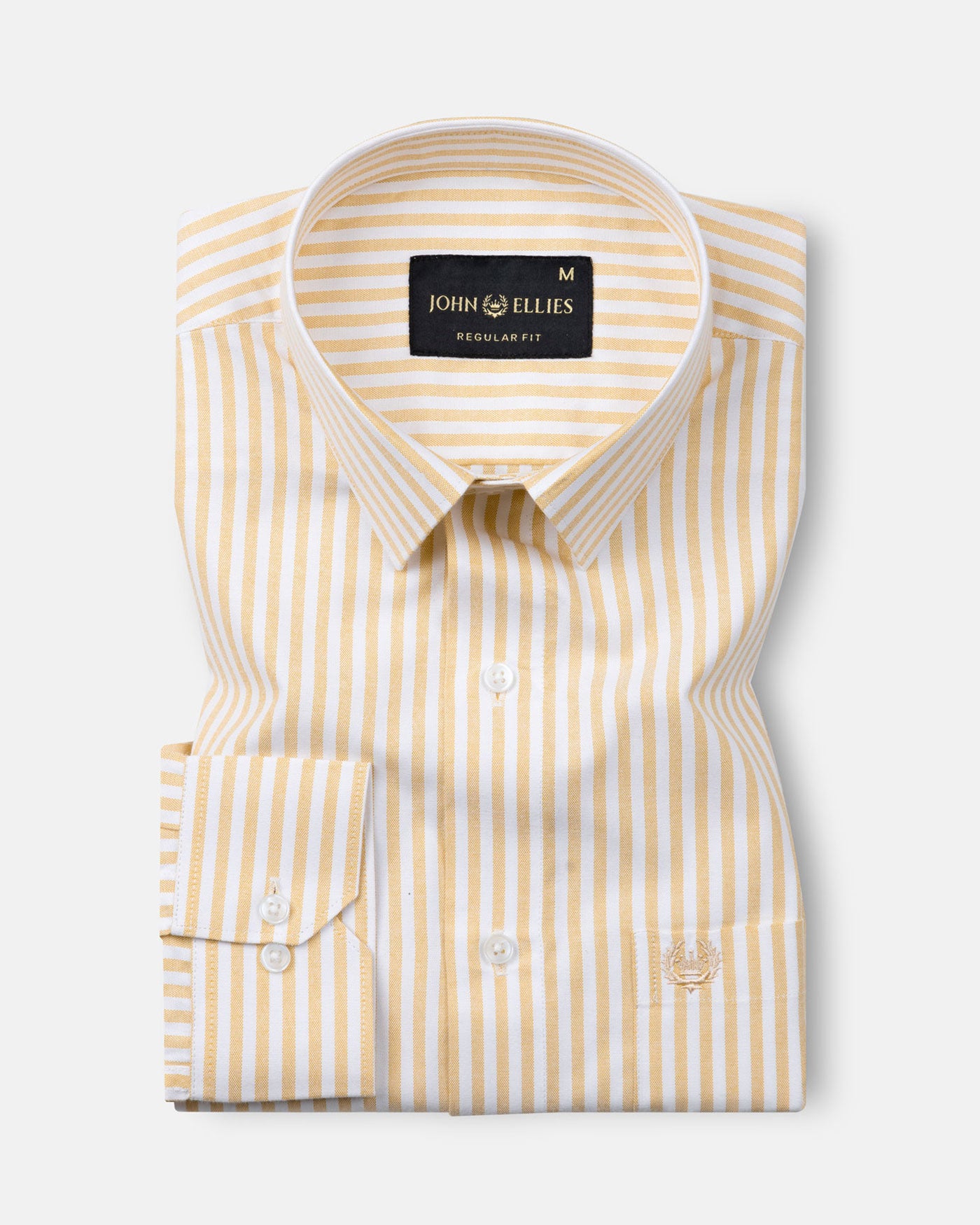 Pristine Yellow Stripe Oxford Cotton Shirt - John Ellies
