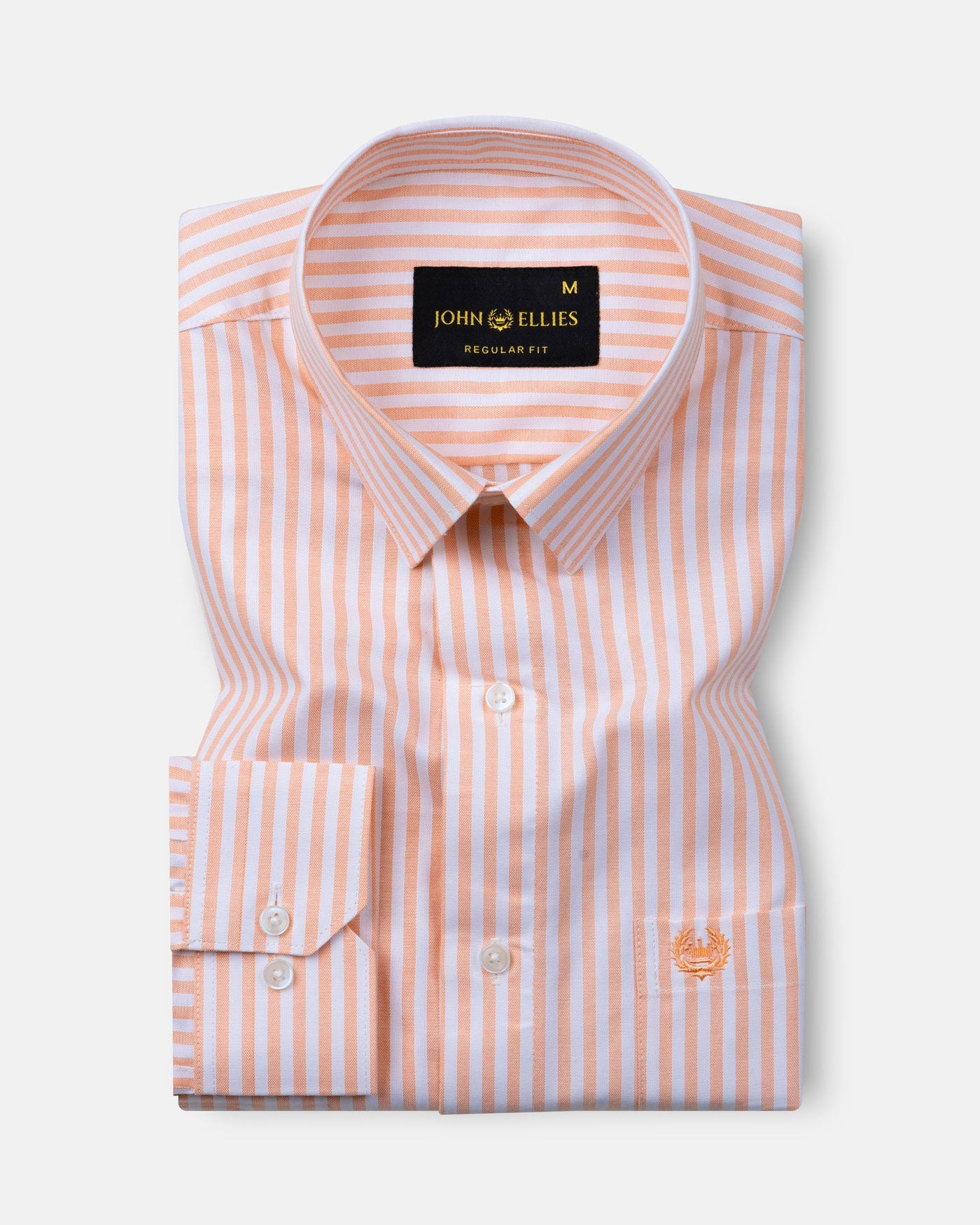 Pristine Orange Stripe Oxford Cotton Shirt - John Ellies