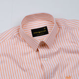 Pristine Orange Stripe Oxford Cotton Shirt - John Ellies
