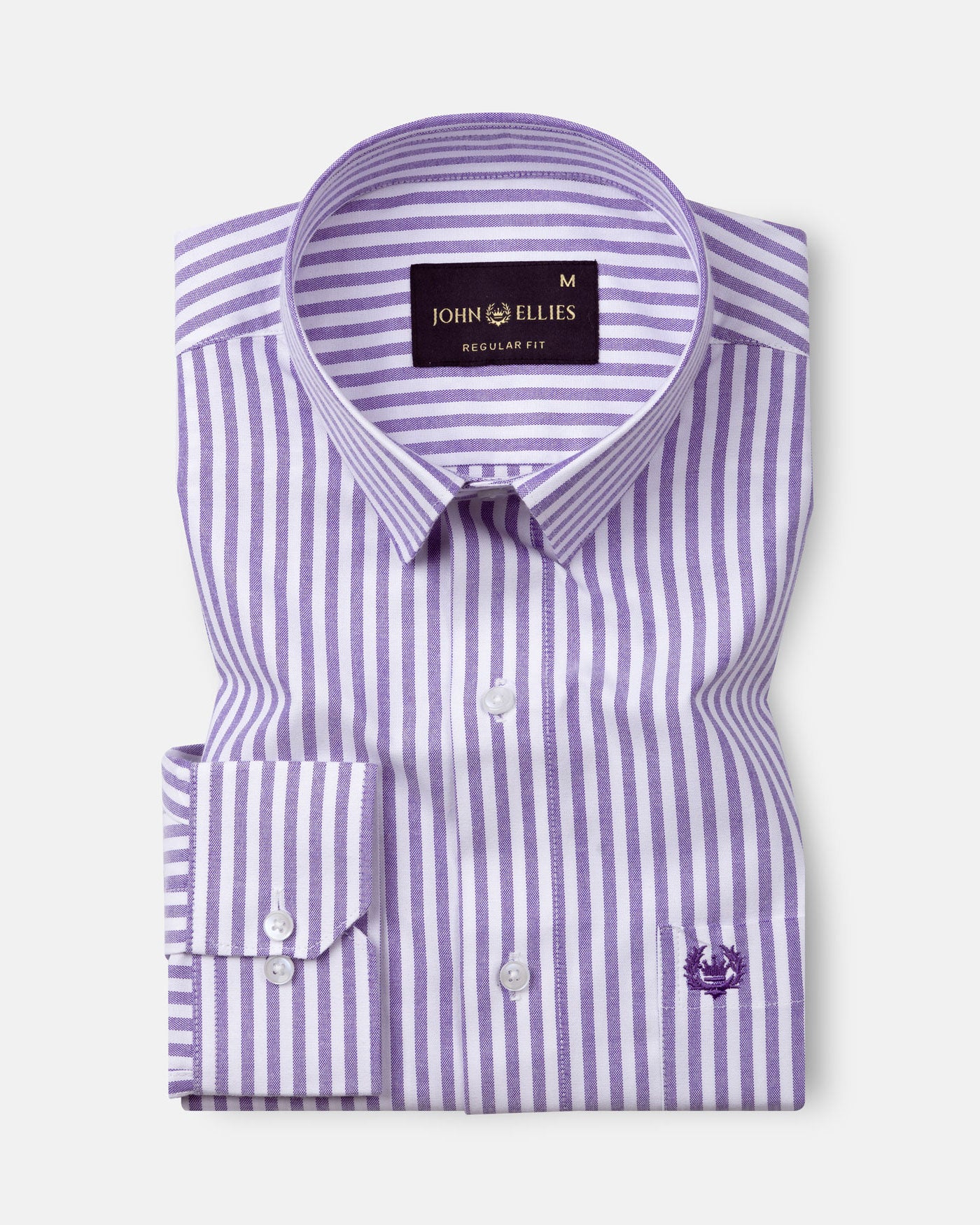 Pristine Purple Stripe Oxford Cotton Shirt - John Ellies