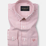 Pristine Red Stripe Oxford Cotton Shirt - John Ellies