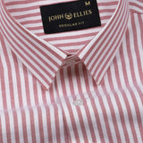 Pristine Red Stripe Oxford Cotton Shirt - John Ellies