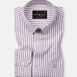 Pristine Brown Stripe Oxford Cotton Shirt - John Ellies