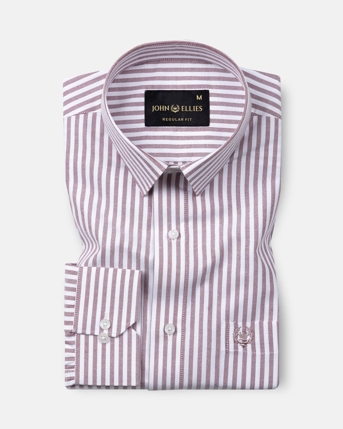Pristine Brown Stripe Oxford Cotton Shirt - John Ellies