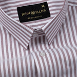 Pristine Brown Stripe Oxford Cotton Shirt - John Ellies