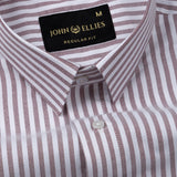 Pristine Brown Stripe Oxford Cotton Shirt - John Ellies
