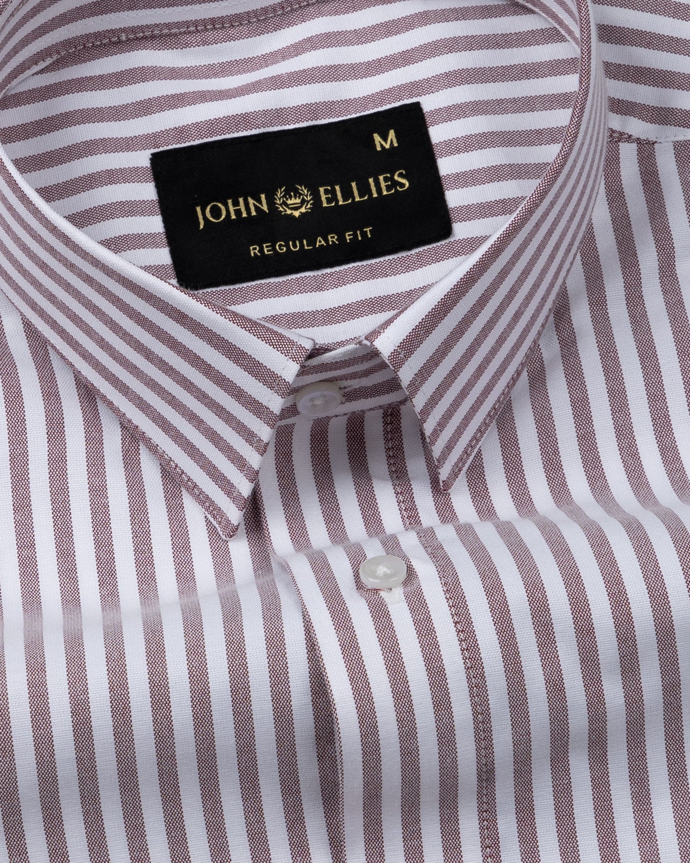 Pristine Brown Stripe Oxford Cotton Shirt - John Ellies