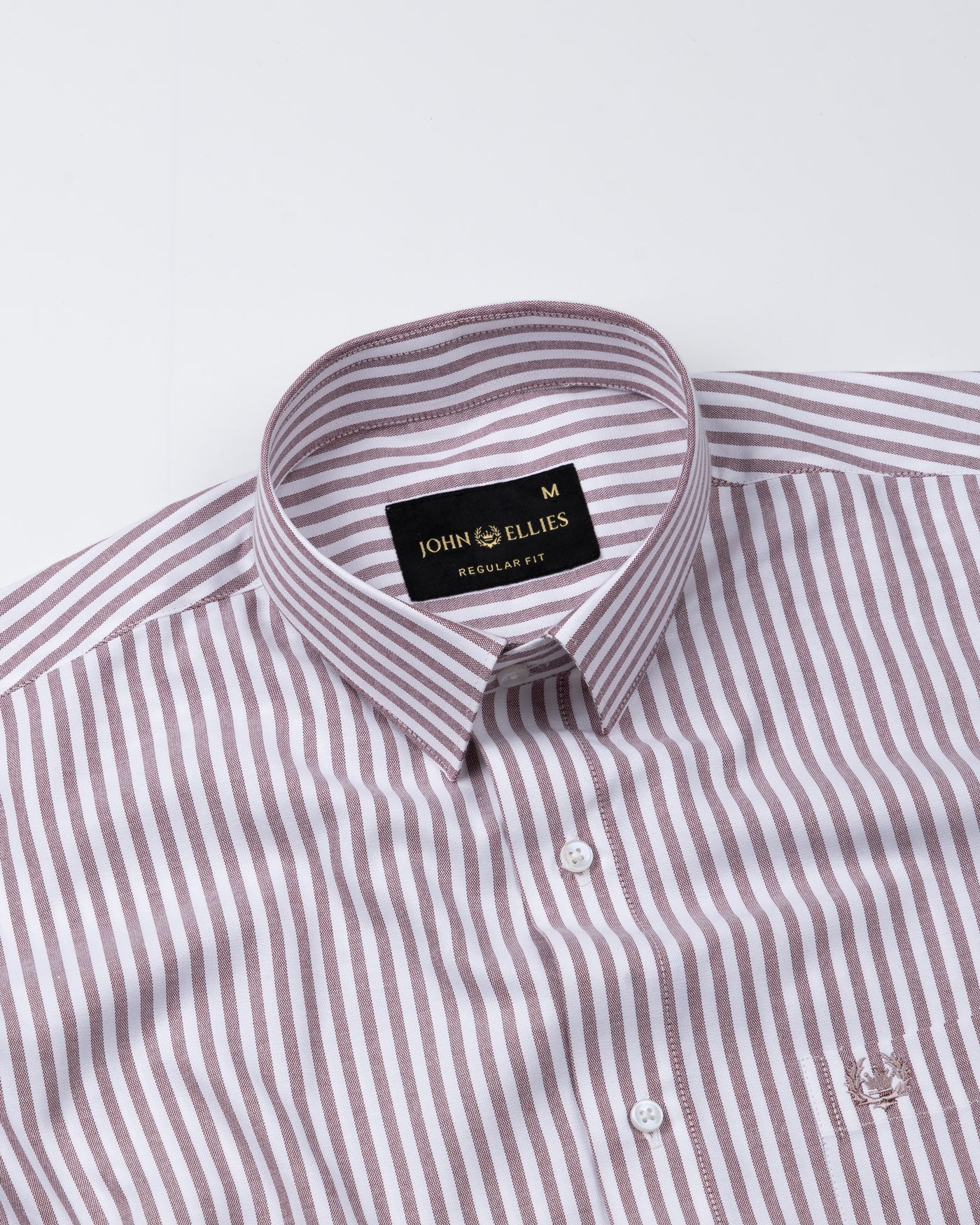 Pristine Brown Stripe Oxford Cotton Shirt - John Ellies