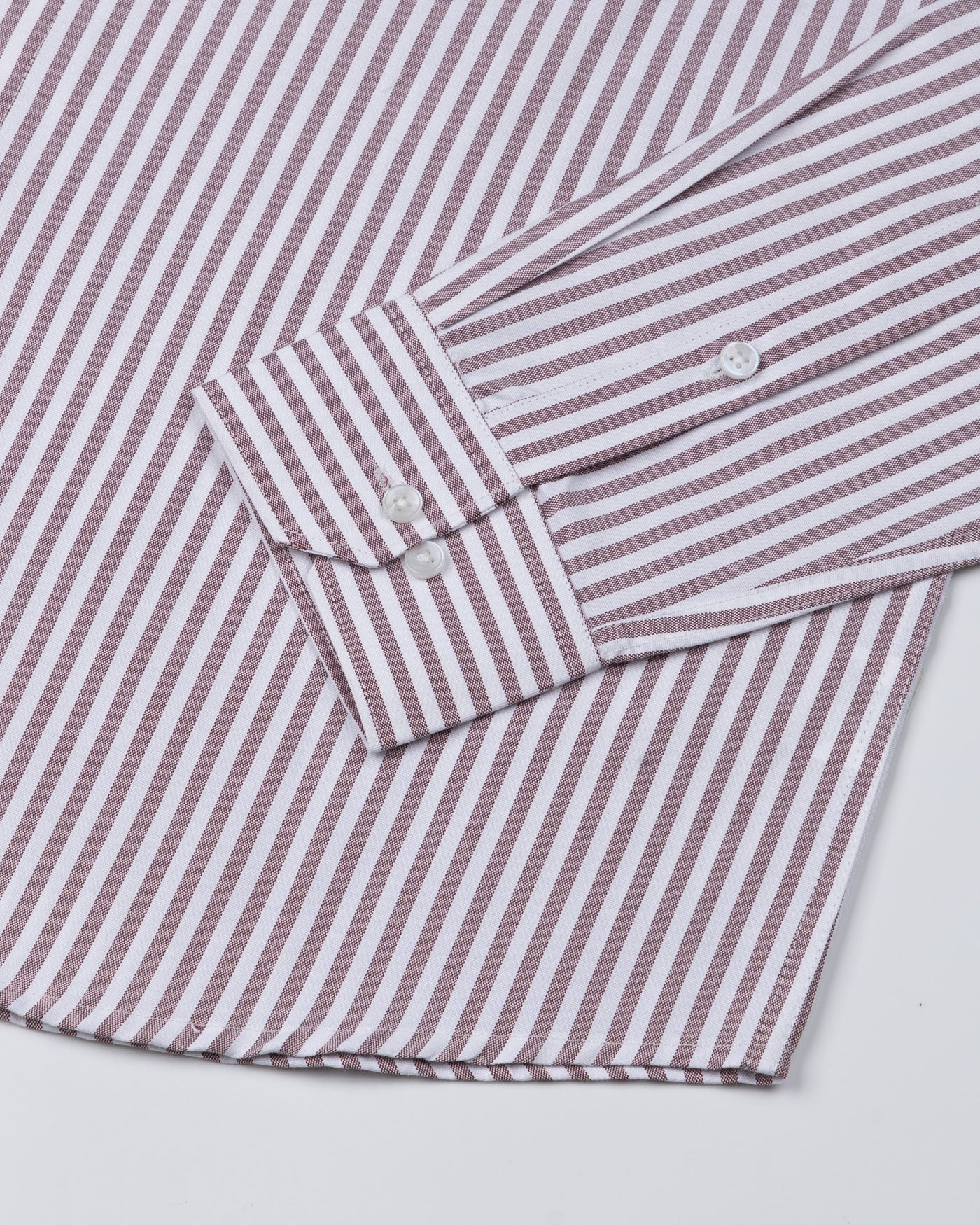 Pristine Brown Stripe Oxford Cotton Shirt - John Ellies