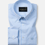 Pristine Sky Blue Stripe Oxford Cotton Shirt - John Ellies