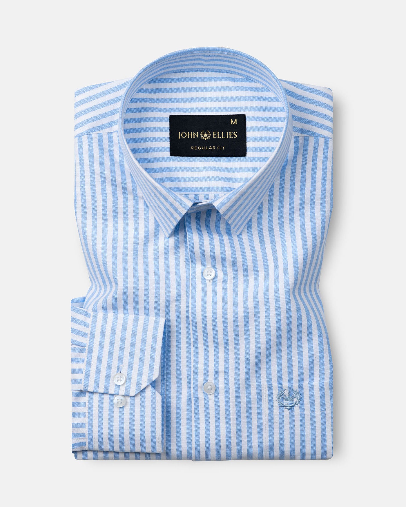 Pristine Sky Blue Stripe Oxford Cotton Shirt - John Ellies