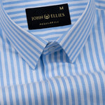 Pristine Sky Blue Stripe Oxford Cotton Shirt - John Ellies
