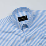 Pristine Sky Blue Stripe Oxford Cotton Shirt - John Ellies