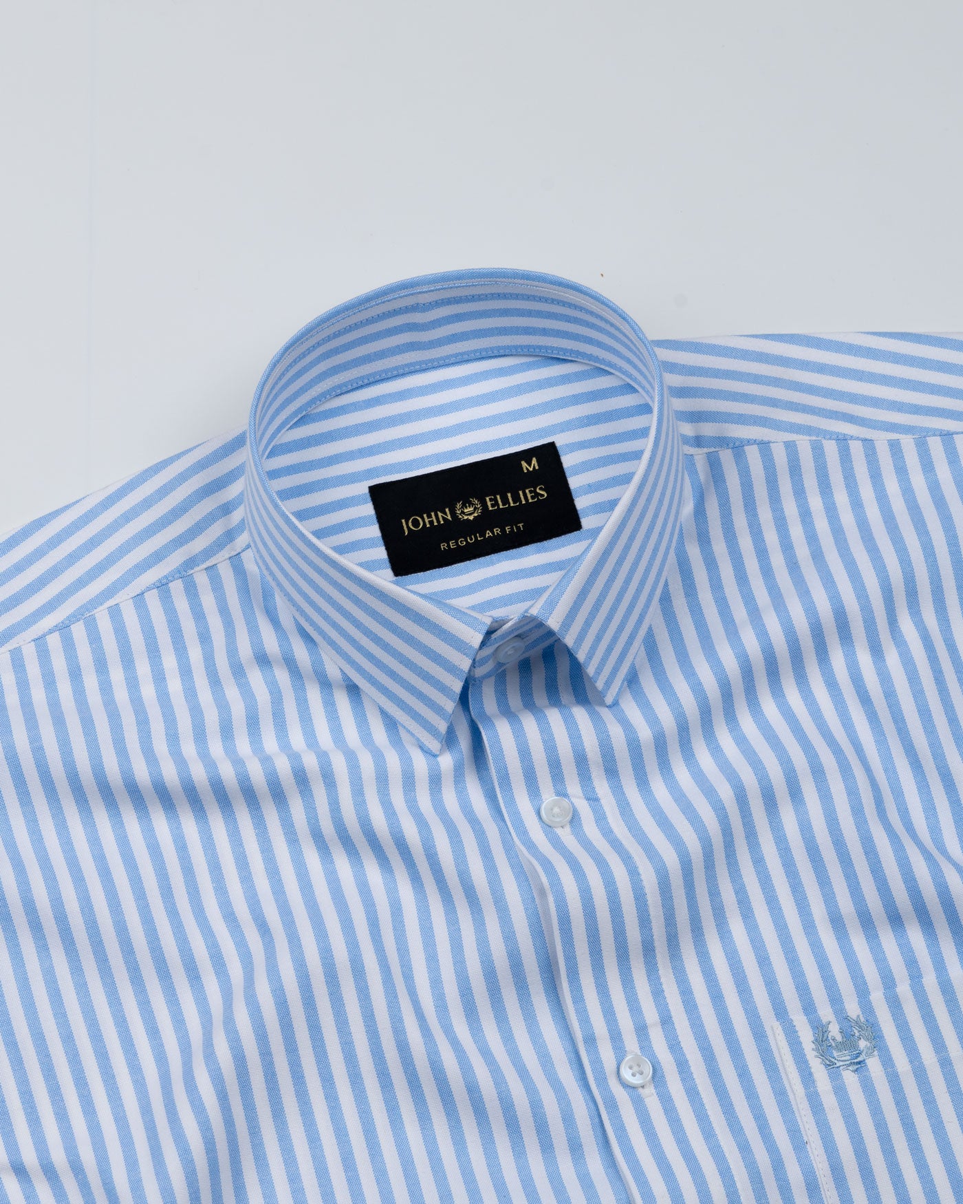 Pristine Sky Blue Stripe Oxford Cotton Shirt - John Ellies