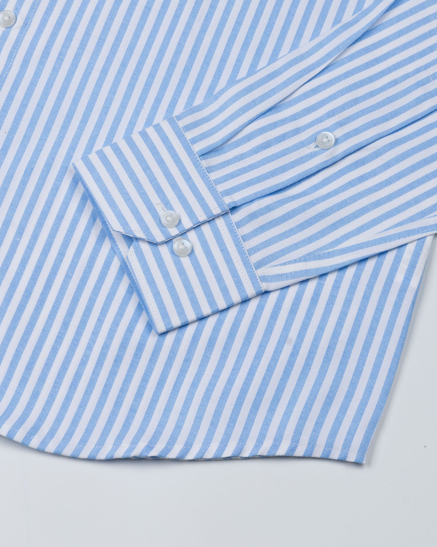 Pristine Sky Blue Stripe Oxford Cotton Shirt - John Ellies
