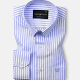 Pristine Blue Stripe Oxford Cotton Shirt - John Ellies
