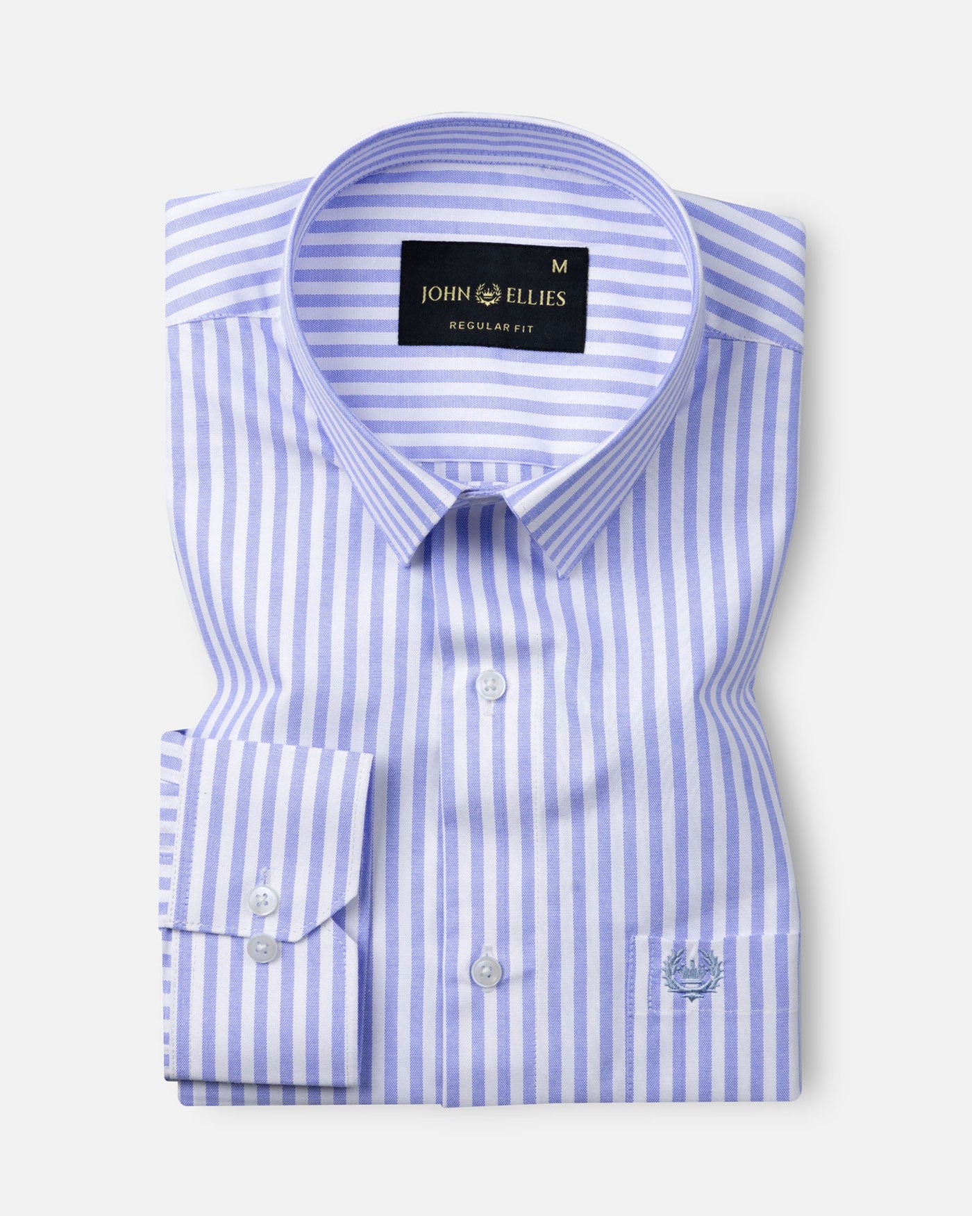 Pristine Blue Stripe Oxford Cotton Shirt - John Ellies