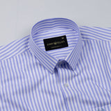 Pristine Blue Stripe Oxford Cotton Shirt - John Ellies