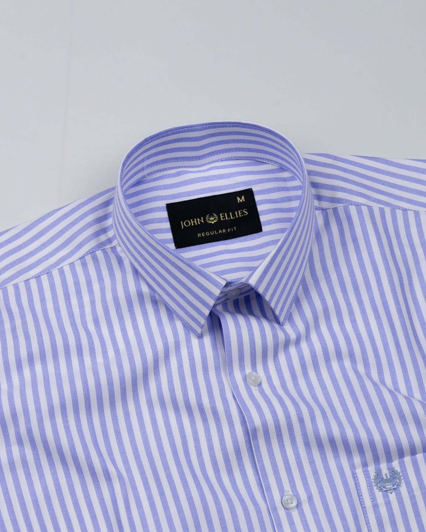 Pristine Blue Stripe Oxford Cotton Shirt - John Ellies