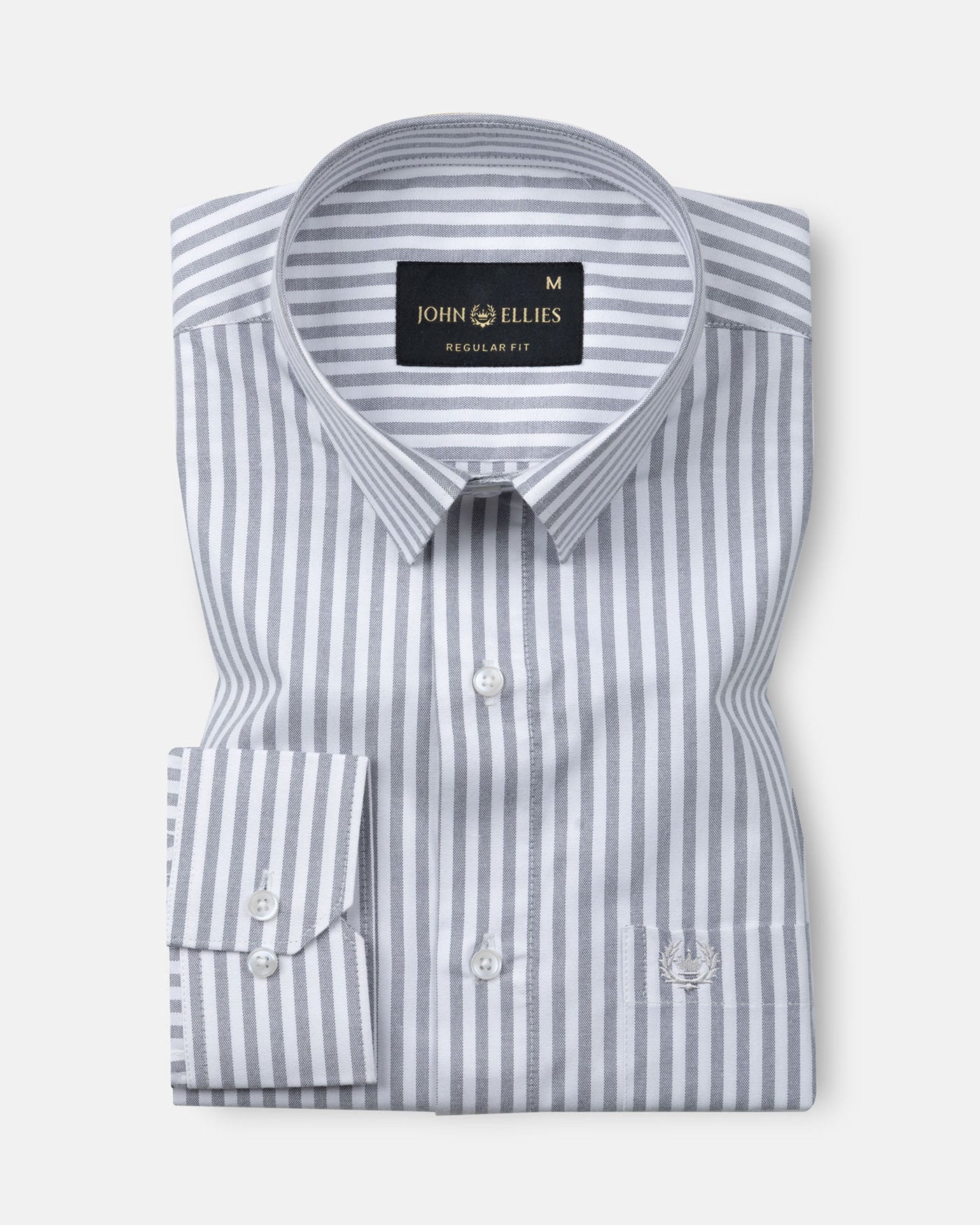 Pristine Black Stripe Oxford Cotton Shirt - John Ellies