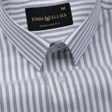 Pristine Black Stripe Oxford Cotton Shirt - John Ellies