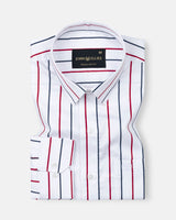 Clemence Red And Blue Stripes Cotton Shirt