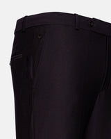 Madls Dark Purple Plain Formal Cotton Pant