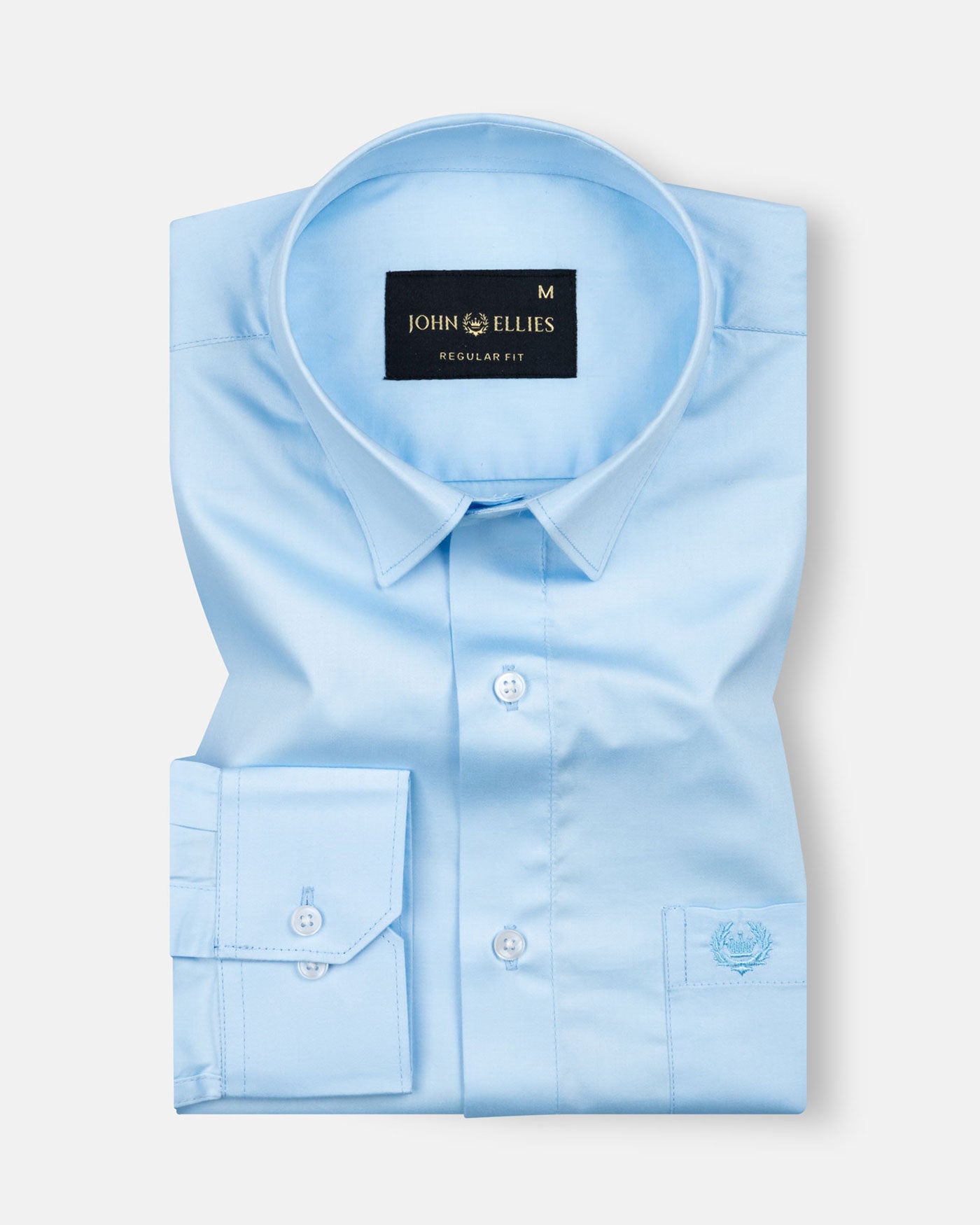 Jexari Sky Blue Plain Giza Cotton Shirt - John Ellies