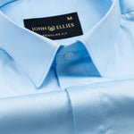 Jexari Sky Blue Plain Giza Cotton Shirt - John Ellies