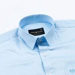 Jexari Sky Blue Plain Giza Cotton Shirt - John Ellies