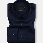 Jexari Navy Blue Plain Giza Cotton Shirt - John Ellies